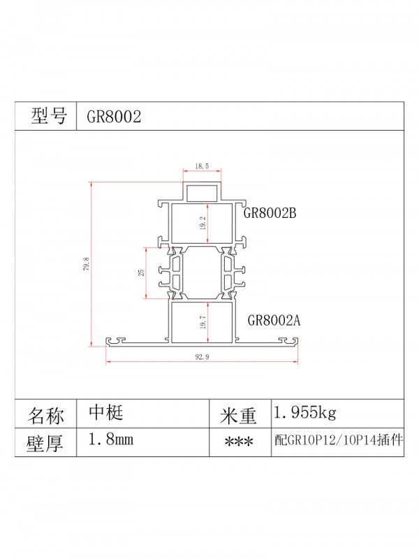 GR80 series 25 1.8 thick profiles
