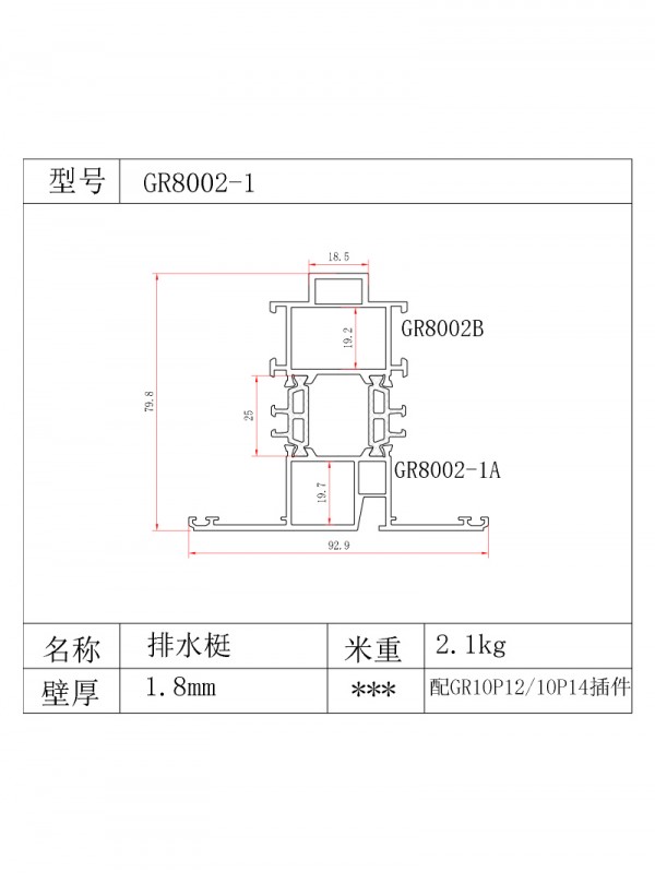 GR80 series 25 1.8 thick profiles